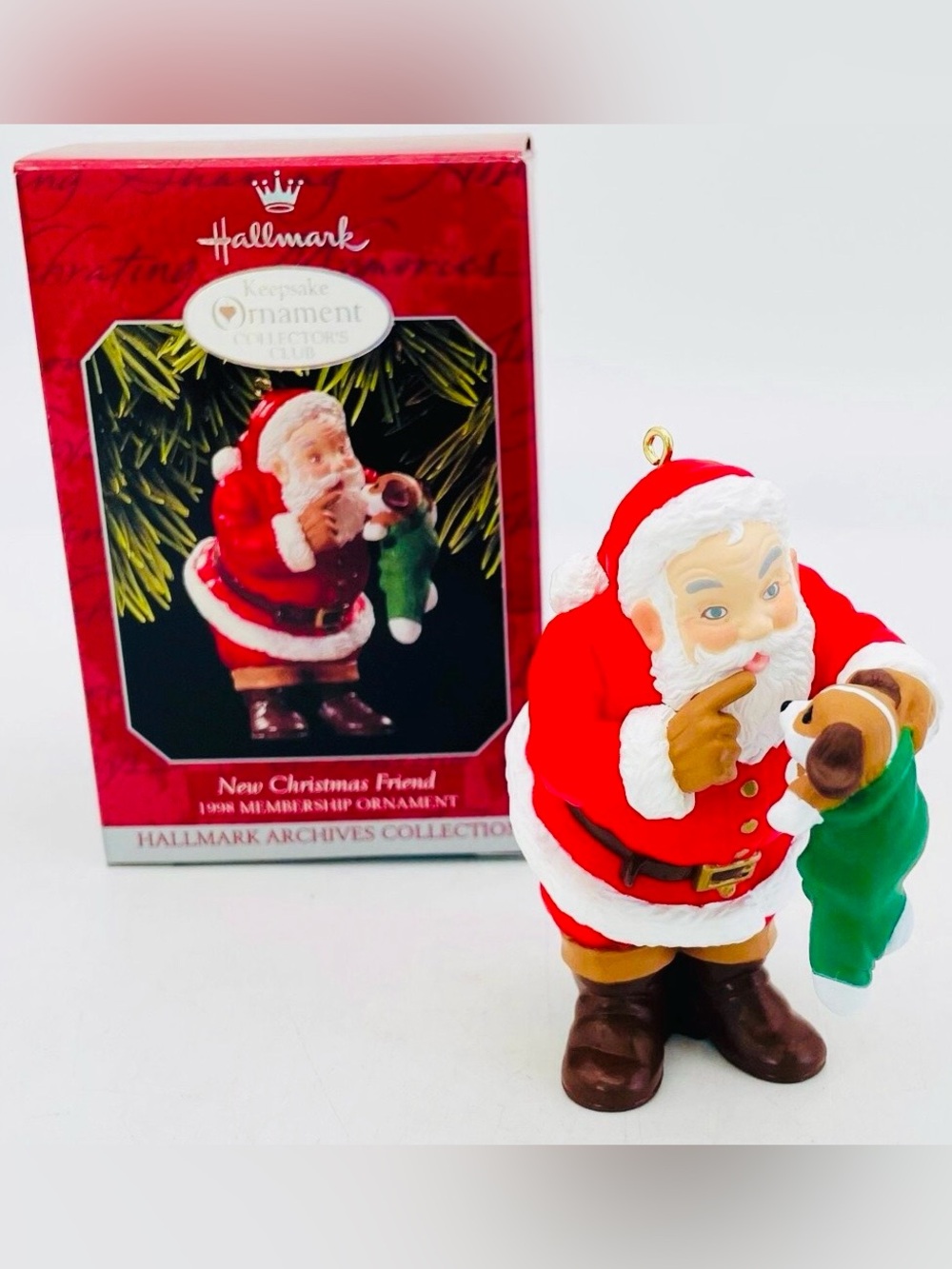 1998 Hallmark Red Santa 'New Christmas Friend' Holiday Ornament
